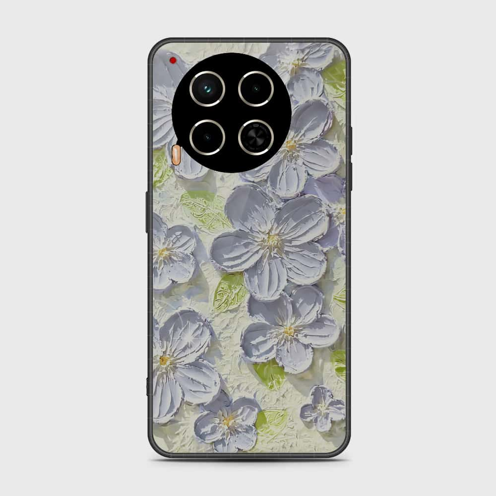 Tecno Camon 30 Cover - Floral Series - Design 12 - Grey & Green - HQ Premium Shine Durable Shatterproof Case