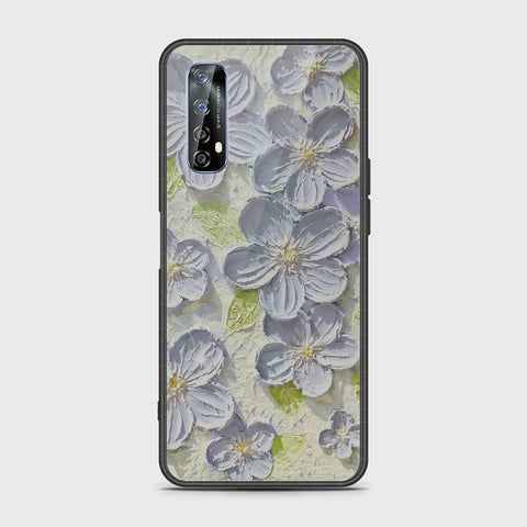 Realme 7 Cover - Floral Series - Design 12 - Grey & Green - HQ Premium Shine Durable Shatterproof Case