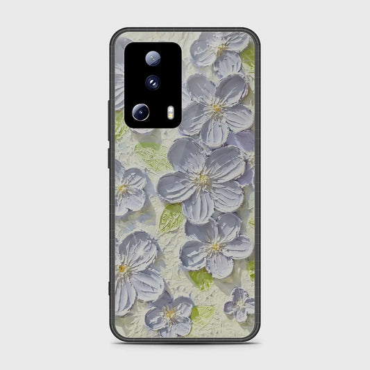 Xiaomi 13 Lite Cover - Floral Series - Design 12 - Grey & Green - HQ Premium Shine Durable Shatterproof Case