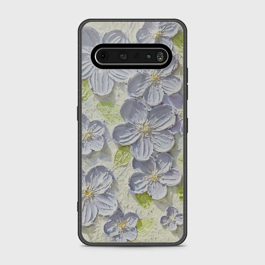 LG V60 ThinQ 5G Cover - Floral Series - Design 12 - Grey & Green - HQ Premium Shine Durable Shatterproof Case