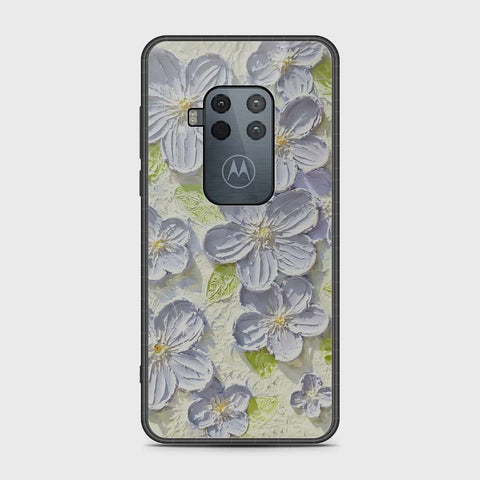 Motorola Moto One Zoom Cover - Floral Series - Design 12 - Grey & Green - HQ Premium Shine Durable Shatterproof Case