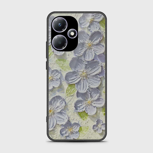 Infinix Hot 30 Play Cover - Floral Series - Design 12 - Grey & Green - HQ Premium Shine Durable Shatterproof Case