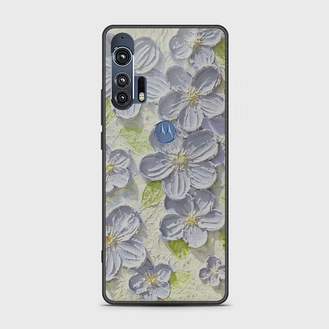 Motorola Edge Plus 2020 Cover - Floral Series - Design 12 - Grey & Green - HQ Premium Shine Durable Shatterproof Case