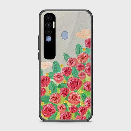 Tecno Spark 7 Pro Cover - Floral Series - Design 10 - Red & Green - HQ Premium Shine Durable Shatterproof Case