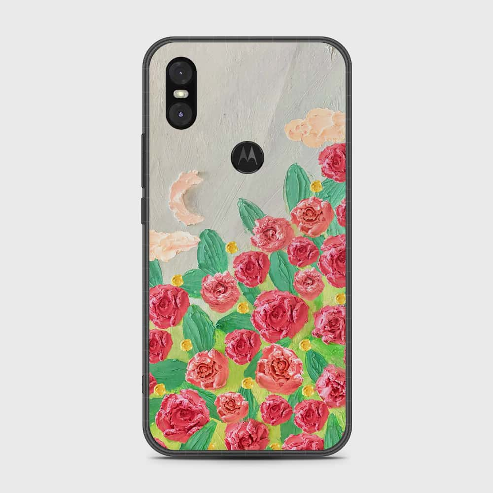 Motorola One Cover - Floral Series - Design 10 - Red & Green - HQ Premium Shine Durable Shatterproof Case