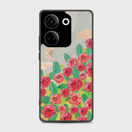 Tecno Camon 20 Cover - Floral Series - Design 10 - Red & Green - HQ Premium Shine Durable Shatterproof Case