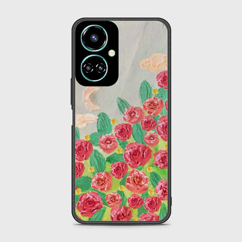 Tecno Camon 19 Cover - Floral Series - Design 10 - Red & Green - HQ Premium Shine Durable Shatterproof Case