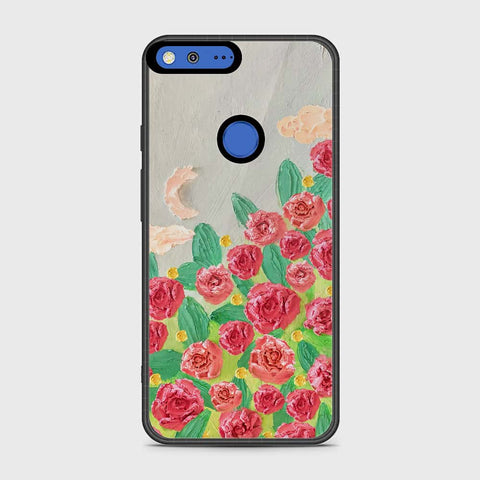 Google Pixel Cover - Floral Series - Design 10 - Red & Green - HQ Premium Shine Durable Shatterproof Case