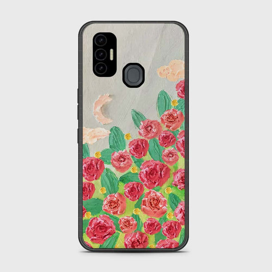 Tecno Spark 7 Cover - Floral Series - Design 10 - Red & Green - HQ Premium Shine Durable Shatterproof Case