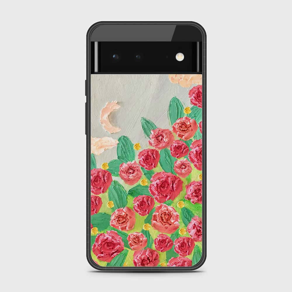 Google Pixel 6 Cover - Floral Series - Design 10 - Red & Green - HQ Premium Shine Durable Shatterproof Case