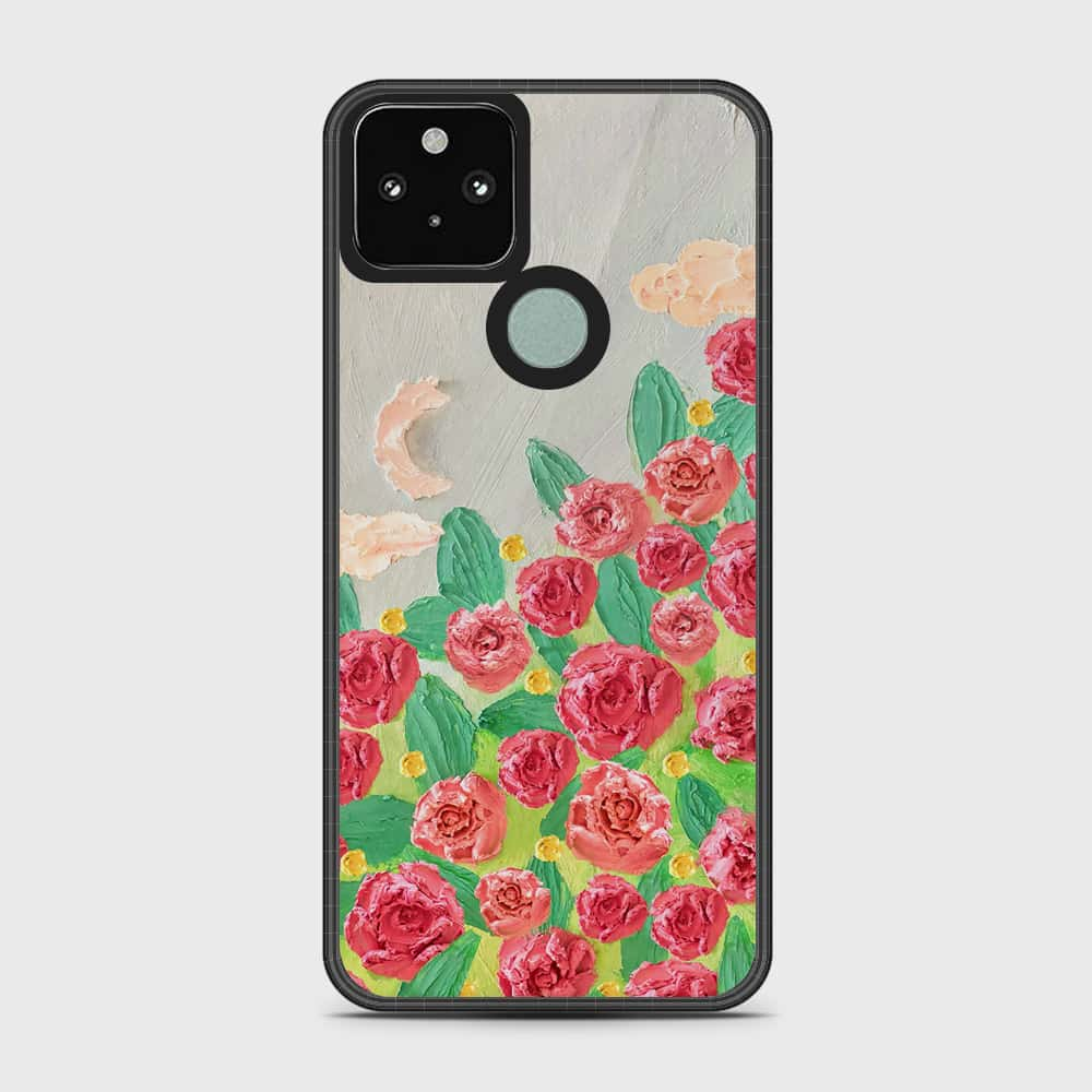 Google Pixel 5 Cover - Floral Series - Design 10 - Red & Green - HQ Premium Shine Durable Shatterproof Case