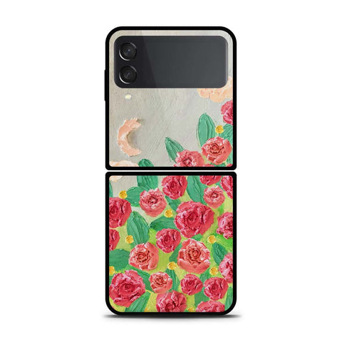 Samsung Galaxy Z Flip 3 5G Cover - Floral Series - Design 10 - Red & Green - HQ Premium Shine Durable Shatterproof Case