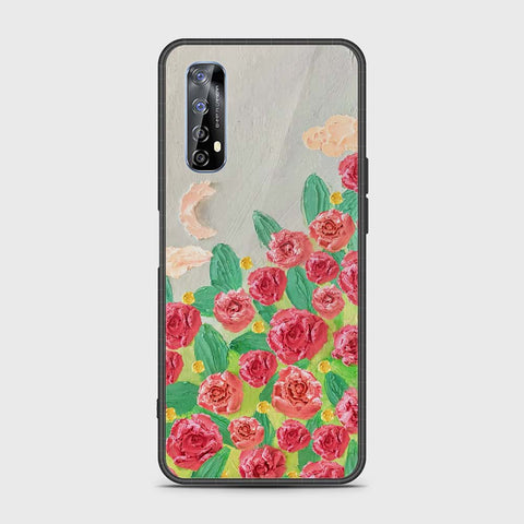 Realme 7 Cover - Floral Series - Design 10 - Red & Green - HQ Premium Shine Durable Shatterproof Case