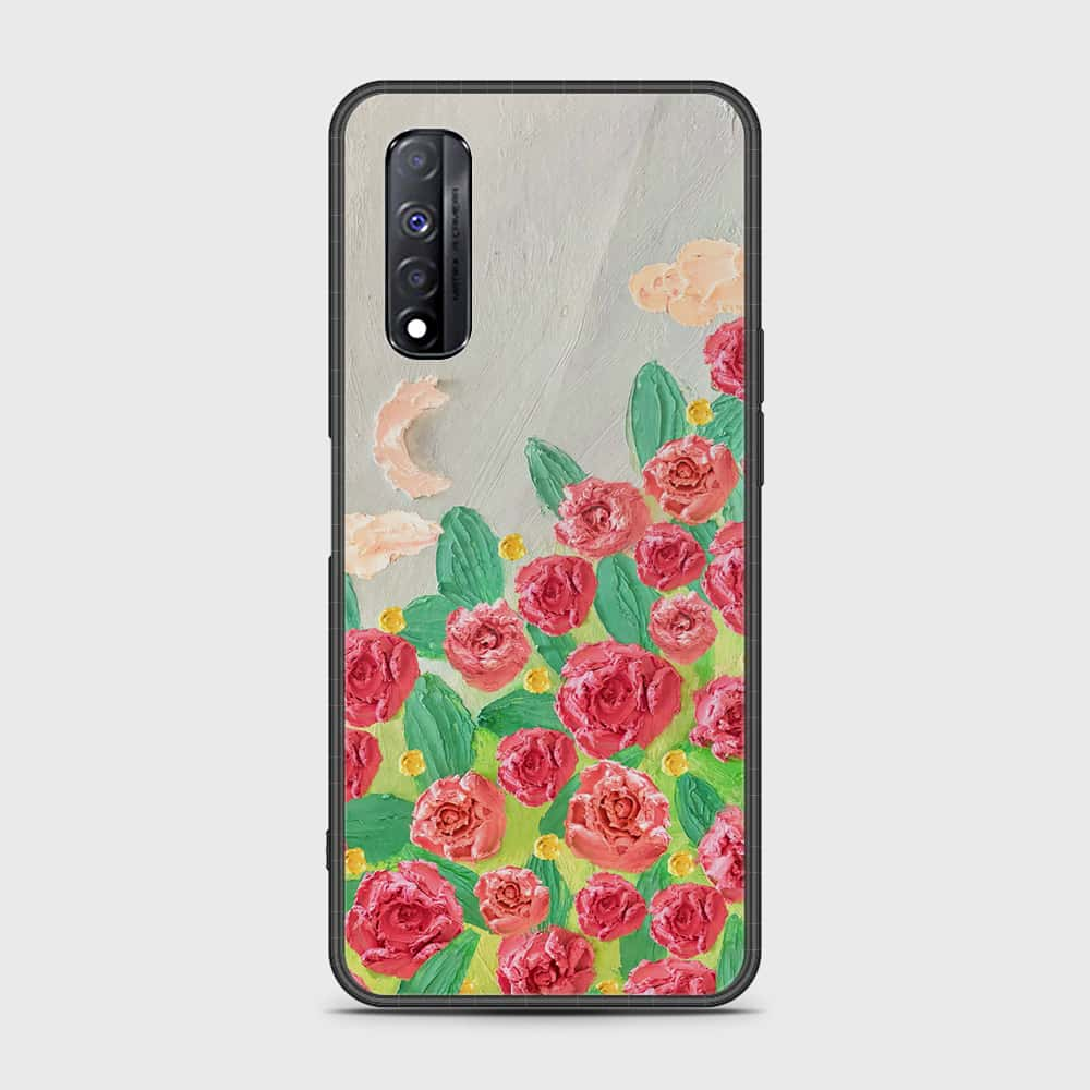 Realme Narzo 30 Cover - Floral Series - Design 10 - Red & Green - HQ Premium Shine Durable Shatterproof Case