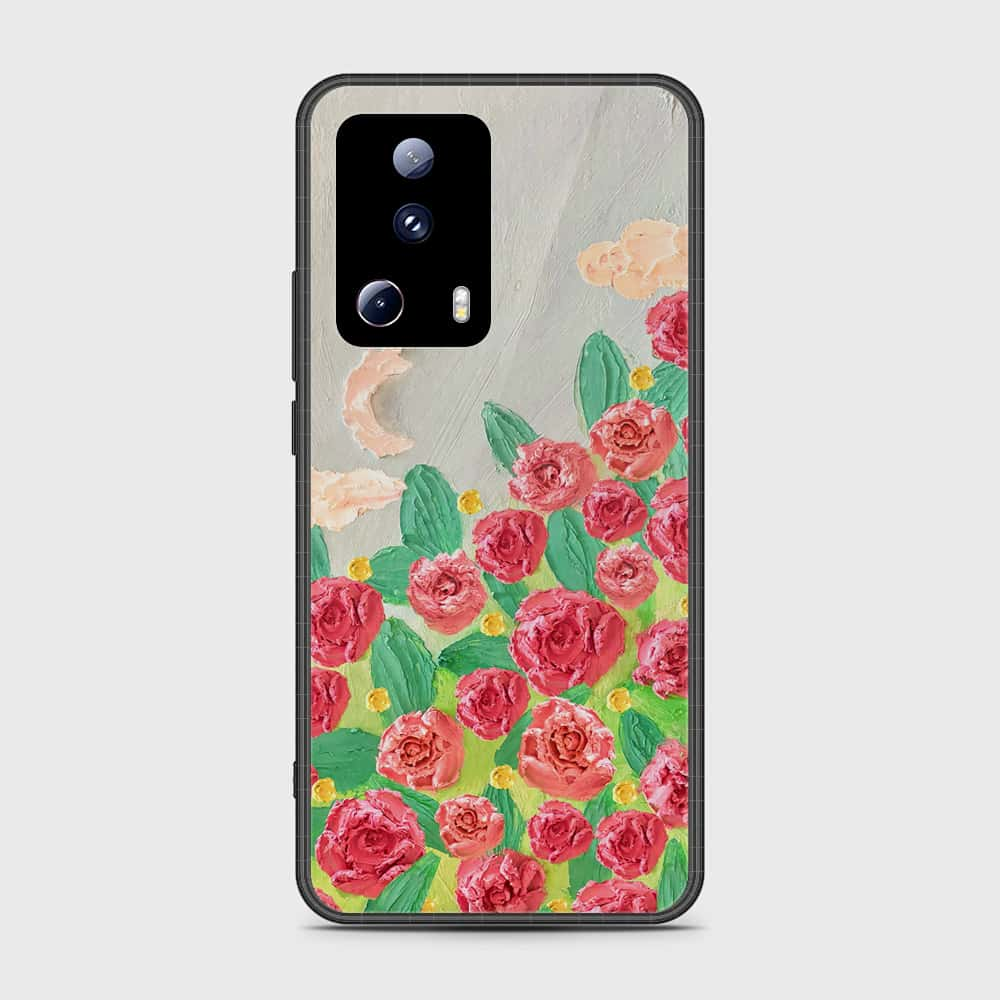 Xiaomi 13 Lite Cover - Floral Series - Design 10 - Red & Green - HQ Premium Shine Durable Shatterproof Case