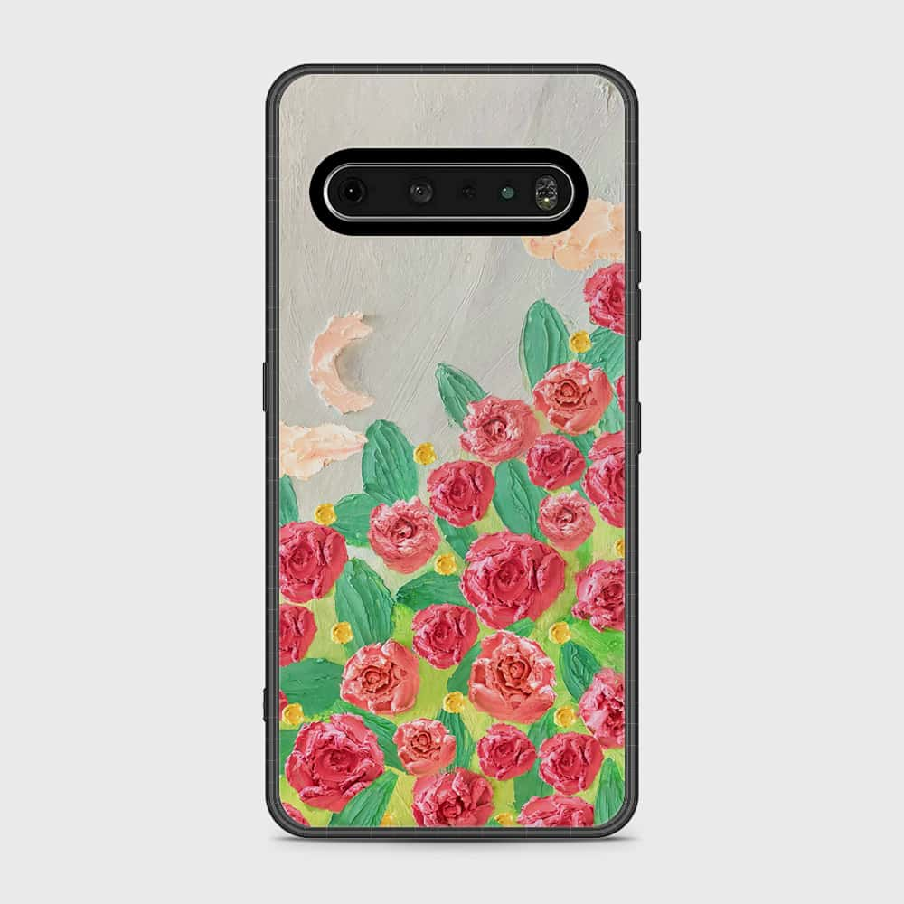 LG V60 Cover - Floral Series - Design 10 - Red & Green - HQ Premium Shine Durable Shatterproof Case