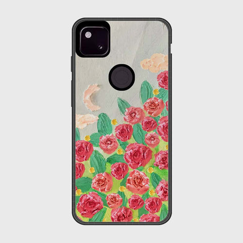 Google Pixel 4a 4G Cover - Floral Series - Design 10 - Red & Green - HQ Premium Shine Durable Shatterproof Case