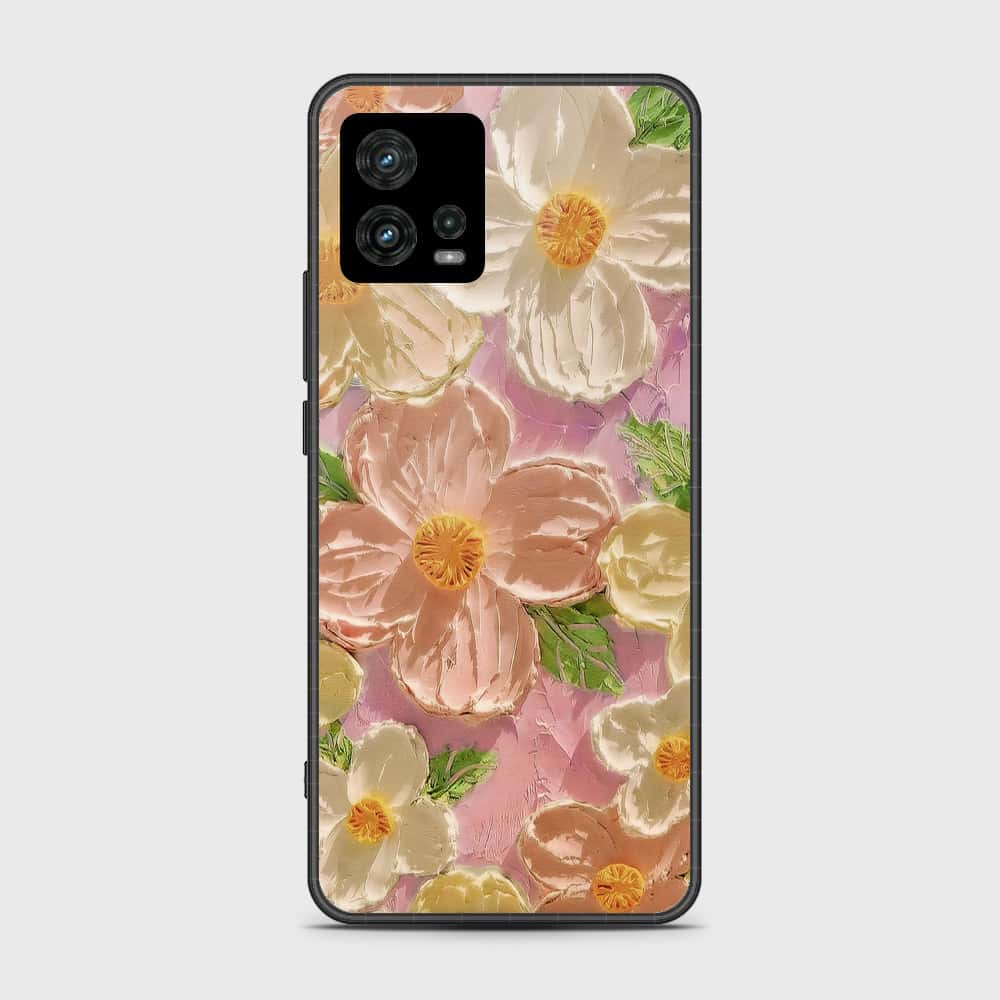 Motorola Moto G72 Cover - Floral Series - Design 11 - White & Green - HQ Premium Shine Durable Shatterproof Case