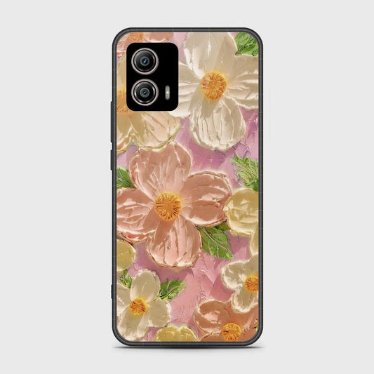 Motorola Moto G53 Cover - Floral Series - Design 11 - White & Green - HQ Premium Shine Durable Shatterproof Case