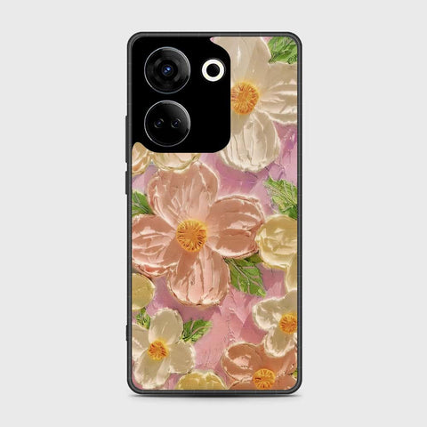 Tecno Camon 20 Cover - Floral Series - Design 11 - White & Green - HQ Premium Shine Durable Shatterproof Case