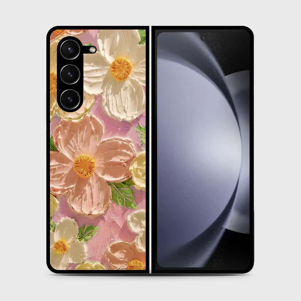 Samsung Galaxy Z Fold 5 5G Cover - Floral Series - Design 11 - White & Green - HQ Premium Shine Durable Shatterproof Case