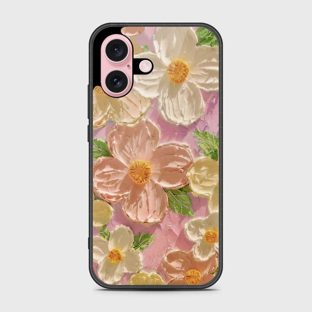 iPhone 16 Cover - Floral Series - Design 11 - White & Green - HQ Premium Shine Durable Shatterproof Case