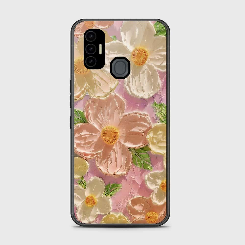 Tecno Spark 7 Cover - Floral Series - Design 11 - White & Green - HQ Premium Shine Durable Shatterproof Case