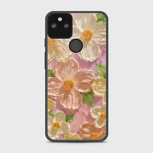 Google Pixel 5a 5G Cover - Floral Series - Design 11 - White & Green - HQ Premium Shine Durable Shatterproof Case