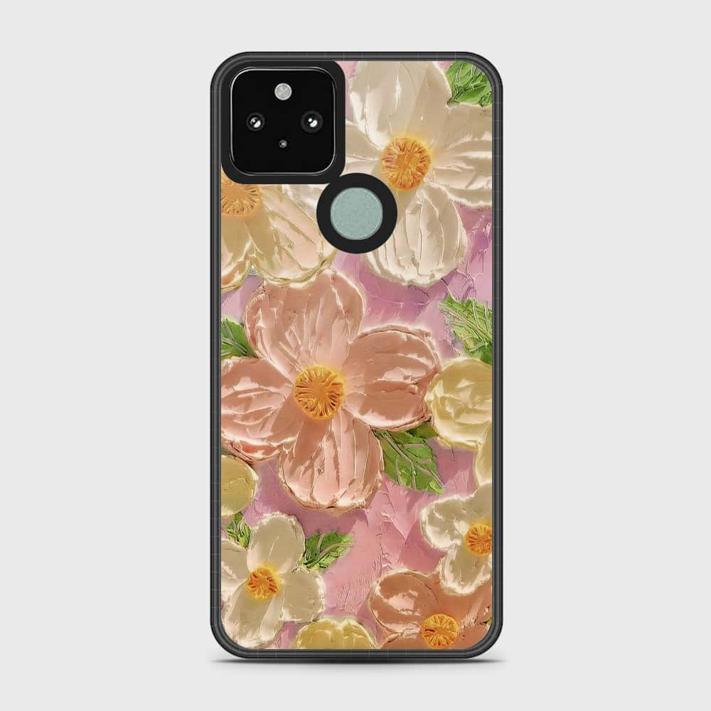 Google Pixel 5 Cover - Floral Series - Design 11 - White & Green - HQ Premium Shine Durable Shatterproof Case