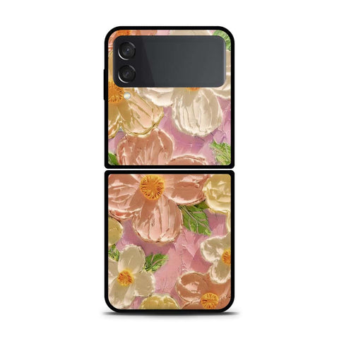 Samsung Galaxy Z Flip 3 5G Cover - Floral Series - Design 11 - White & Green - HQ Premium Shine Durable Shatterproof Case