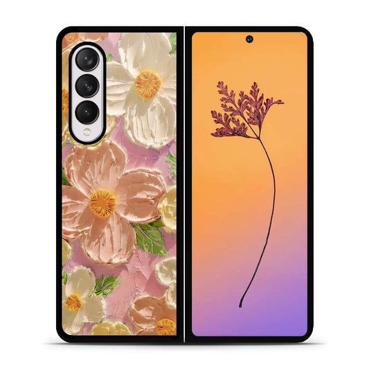 Samsung Galaxy Z Fold 4 5G Cover - Floral Series - Design 11 - White & Green - HQ Premium Shine Durable Shatterproof Case