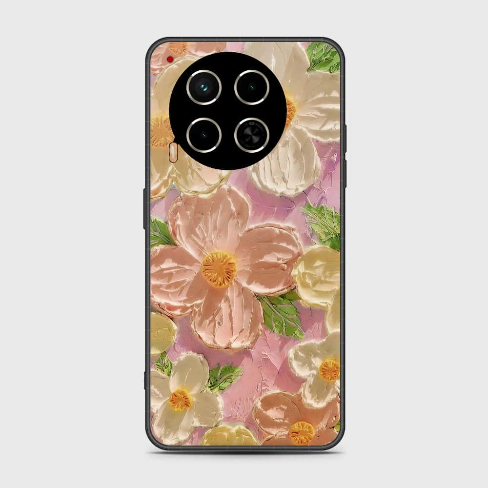 Tecno Camon 30 Cover - Floral Series - Design 11 - White & Green - HQ Premium Shine Durable Shatterproof Case