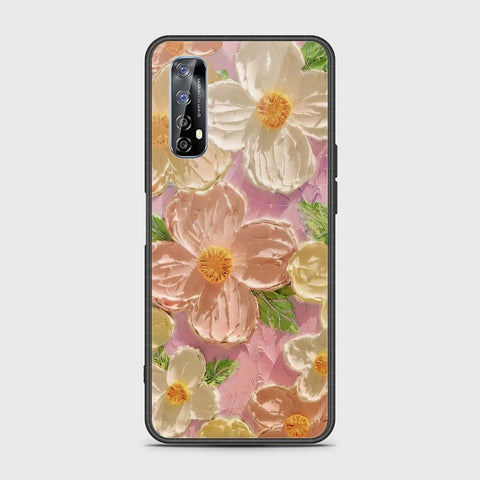 Realme 7 Cover - Floral Series - Design 11 - White & Green - HQ Premium Shine Durable Shatterproof Case