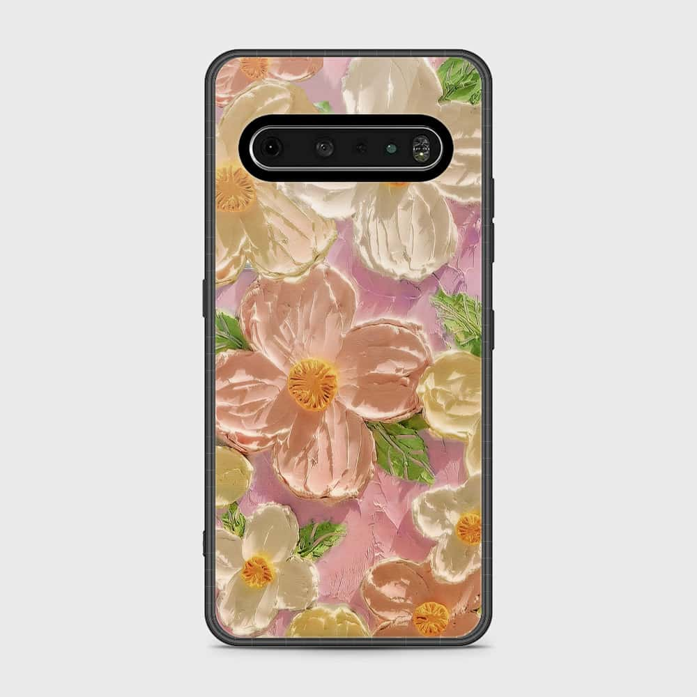 LG V60 Cover - Floral Series - Design 11 - White & Green - HQ Premium Shine Durable Shatterproof Case