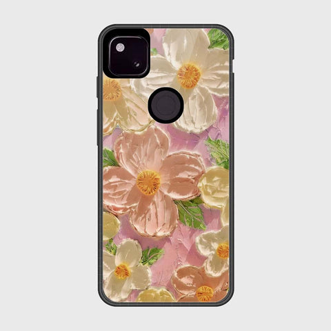 Google Pixel 4a 4G Cover - Floral Series - Design 11 - White & Green - HQ Premium Shine Durable Shatterproof Case