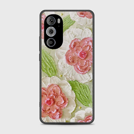 Motorola Edge 30 Pro Cover - Floral Series - Design 13 - Offwhite & Green - HQ Premium Shine Durable Shatterproof Case