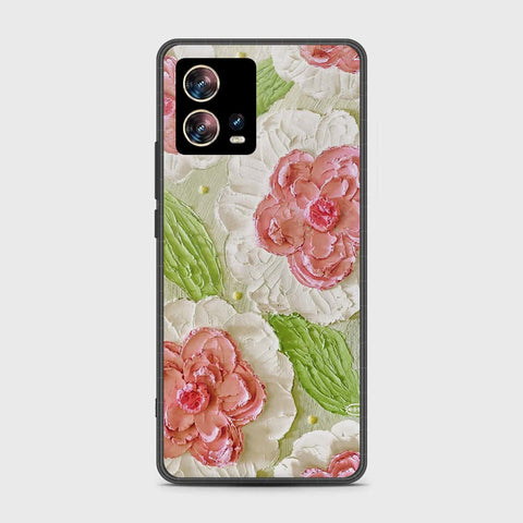 Motorola Edge 30 Fusion Cover - Floral Series - Design 13 - Offwhite & Green - HQ Premium Shine Durable Shatterproof Case