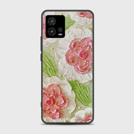 Motorola Moto G72 Cover - Floral Series - Design 13 - Offwhite & Green - HQ Premium Shine Durable Shatterproof Case