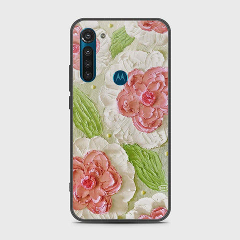 Motorola Moto G8 Power Cover - Floral Series - Design 13 - Offwhite & Green - HQ Premium Shine Durable Shatterproof Case