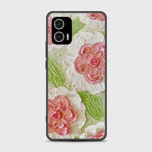 Motorola Moto G73 Cover - Floral Series - Design 13 - Offwhite & Green - HQ Premium Shine Durable Shatterproof Case