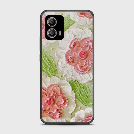 Motorola Moto G53 Cover - Floral Series - Design 13 - Offwhite & Green - HQ Premium Shine Durable Shatterproof Case