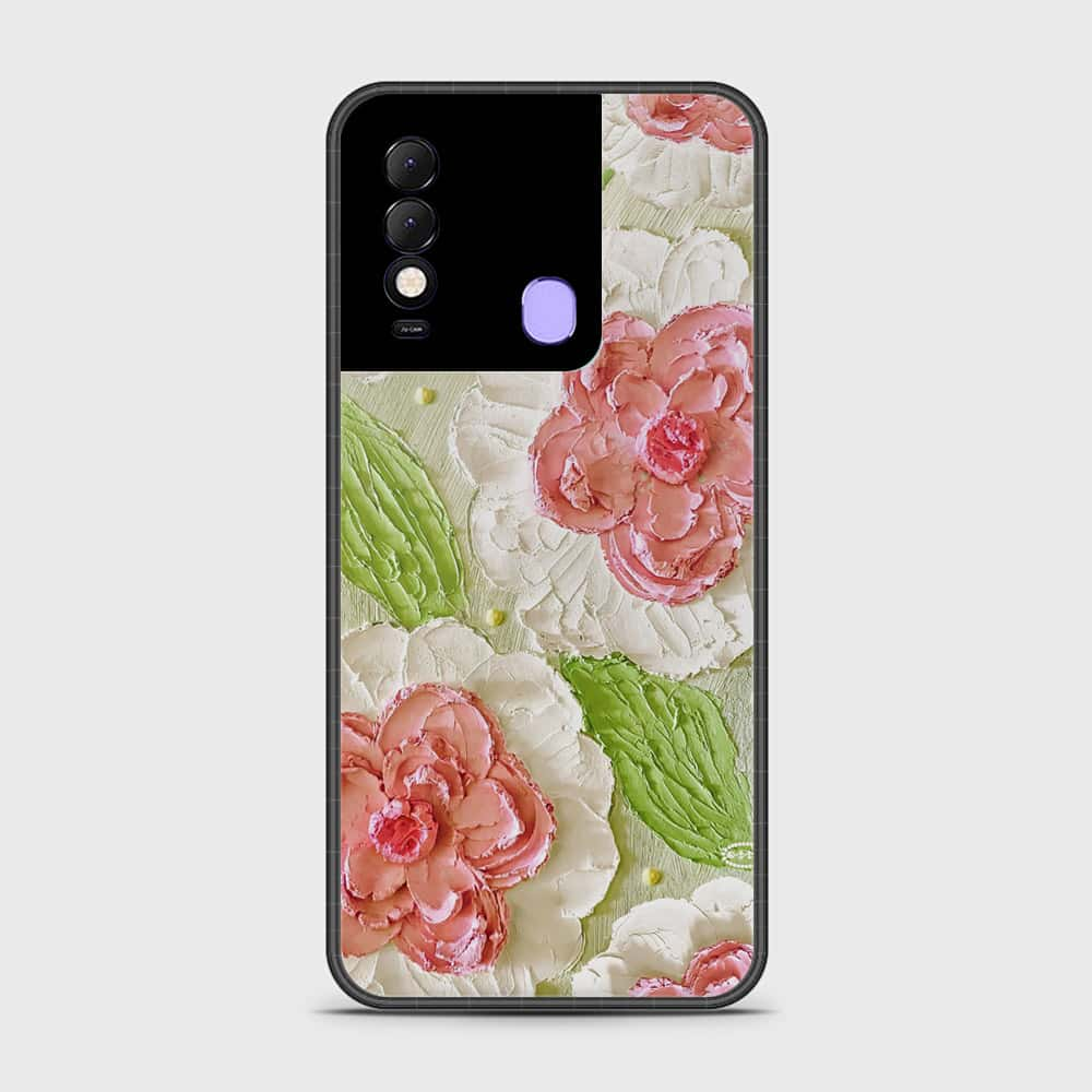 Tecno Spark 8 Cover - Floral Series - Design 13 - Offwhite & Green - HQ Premium Shine Durable Shatterproof Case