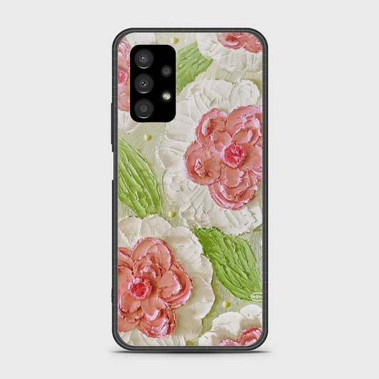 Samsung Galaxy A13 Cover - Floral Series - Design 13 - Offwhite & Green - HQ Premium Shine Durable Shatterproof Case