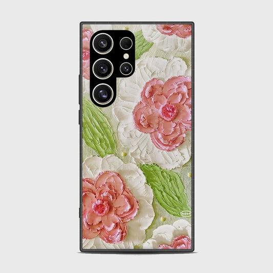 Samsung Galaxy S24 Ultra Cover - Floral Series - Design 13 - Offwhite & Green - HQ Premium Shine Durable Shatterproof Case