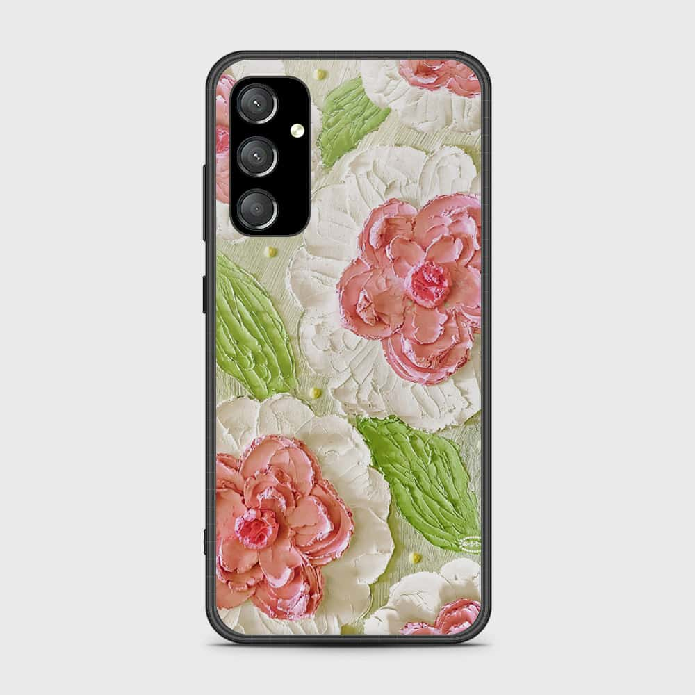 Samsung Galaxy A14 Cover - Floral Series - Design 13 - Offwhite & Green - HQ Premium Shine Durable Shatterproof Case