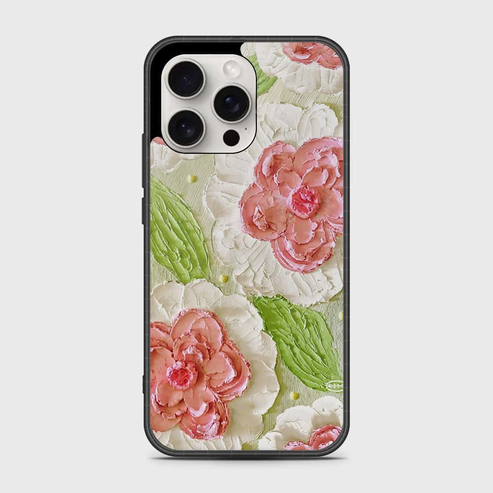 iPhone 16 Pro Cover - Floral Series - Design 13 - Offwhite & Green - HQ Premium Shine Durable Shatterproof Case