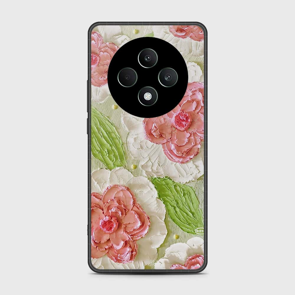 Oppo Reno 12F Cover - Floral Series - Design 13 - Offwhite & Green - HQ Premium Shine Durable Shatterproof Case