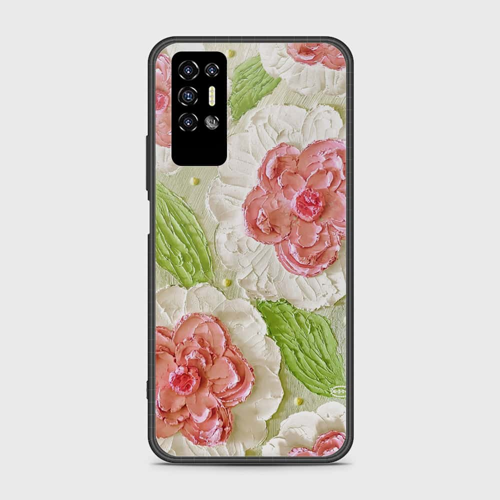 Tecno Pova 2 Cover - Floral Series - Design 13 - Offwhite & Green - HQ Premium Shine Durable Shatterproof Case