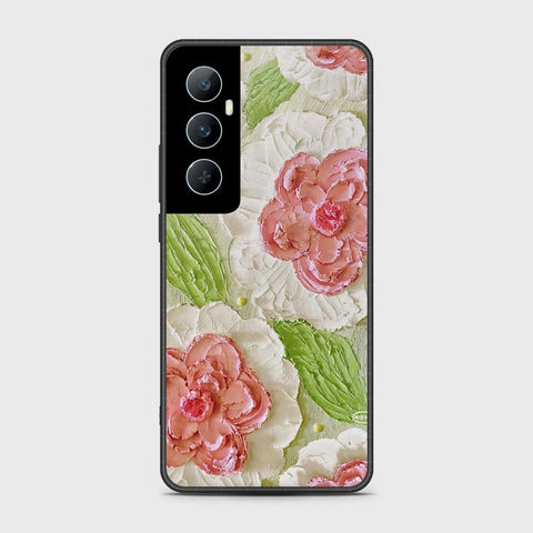 Realme C65 Cover - Floral Series - Design 13 - Offwhite & Green - HQ Premium Shine Durable Shatterproof Case