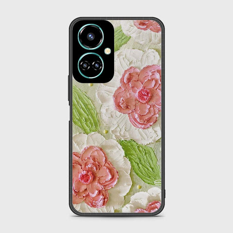 Tecno Camon 19 Cover - Floral Series - Design 13 - Offwhite & Green - HQ Premium Shine Durable Shatterproof Case